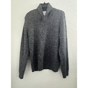 Old Navy Knit Sweater Mens M Gray Shawl Collar Button Fall Academia Grandpacore